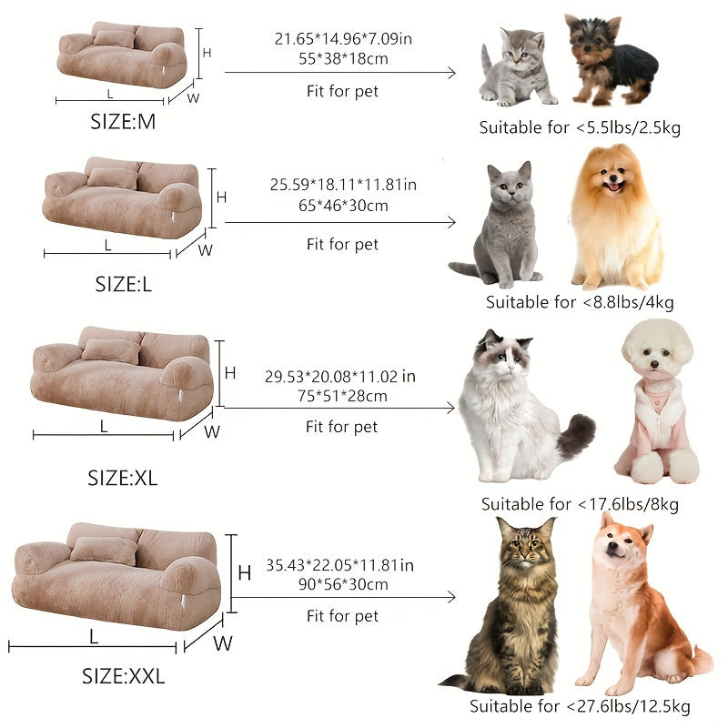 Cozy Winter Pet Bed for Cats & Dogs - Non-Slip, Washable Polyester Sofa with Soft Fiber Fill, Grey