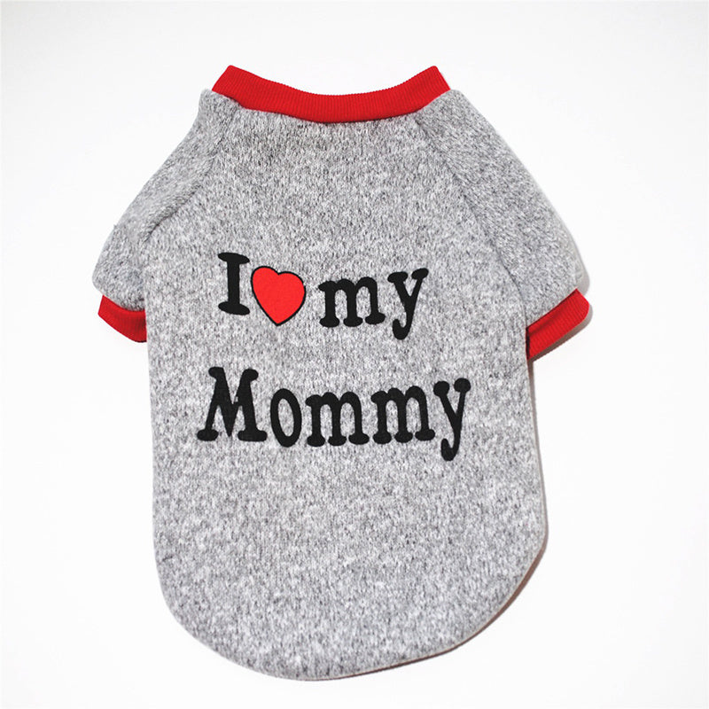 Toy And Small Dogs And Cats Sweater - "I Love My Mommy""I Love My Daddy", Soft Letter Print Pet Sweater