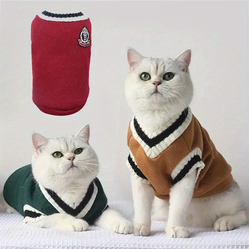 Cozy Knit Pet Hoodie - Warm Pullover Sweater for Small to Medium Dogs and Cats, Soft Polyester Blend, Perfect for Autumn & Winter, Dog Sweater