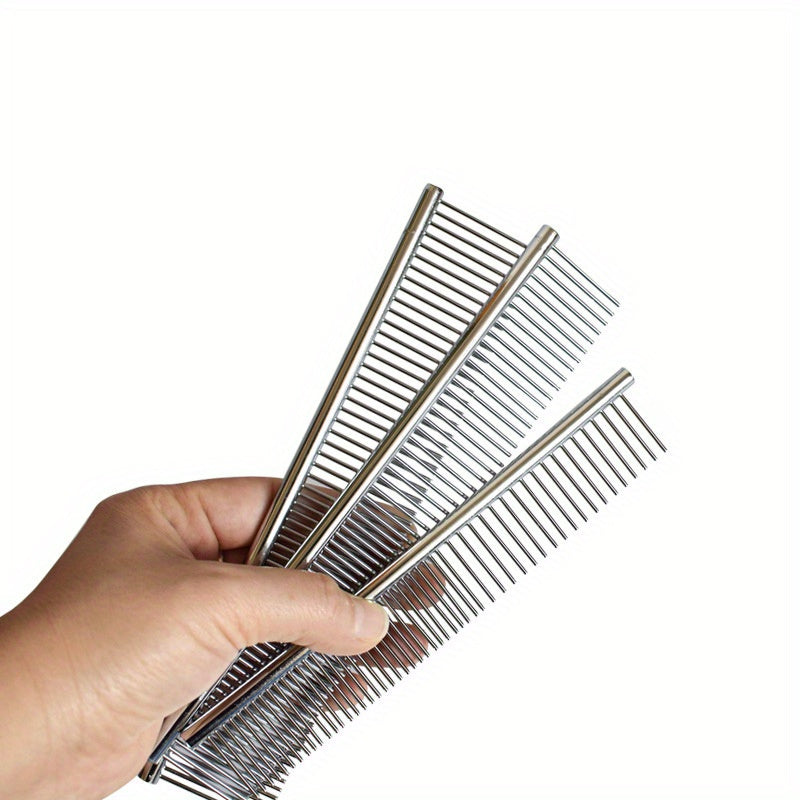 Premium Stainless Steel Pet Grooming Comb - Gentle Detangling & Deshedding for Dogs and Cats, Ideal for Long & Short Fur, Dog Grooming