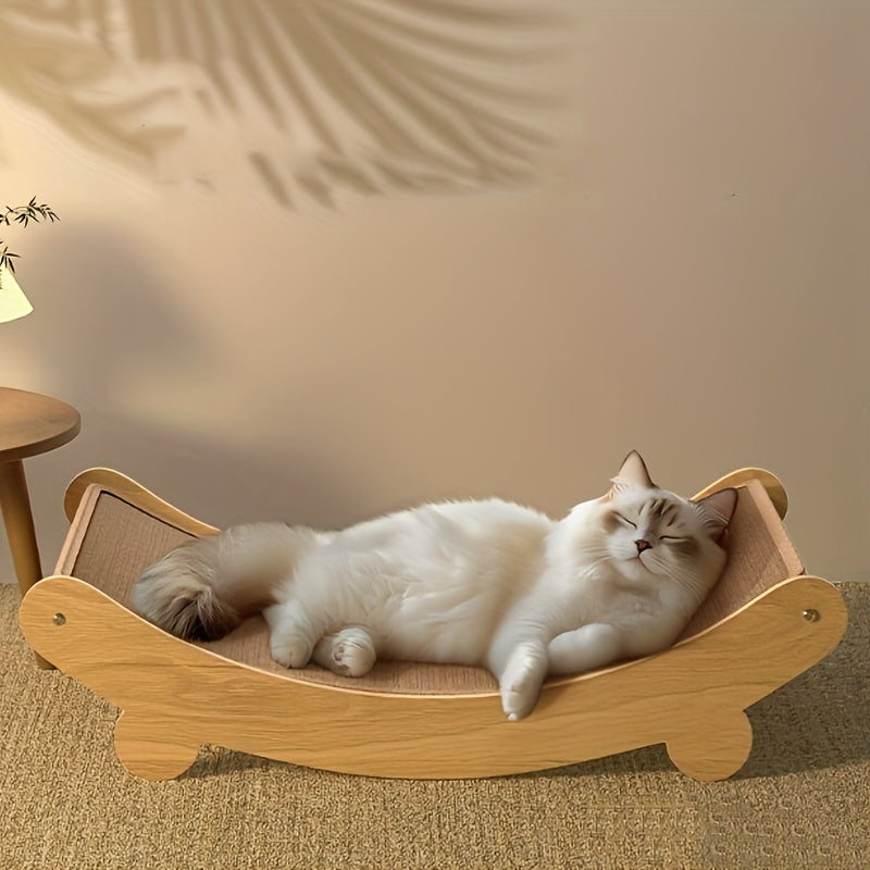 Durable Wooden Space-Saving Cat Scratcher Tower - Easy Assembly, Furniture Protector & Playful Claw Care Accessory for Cats