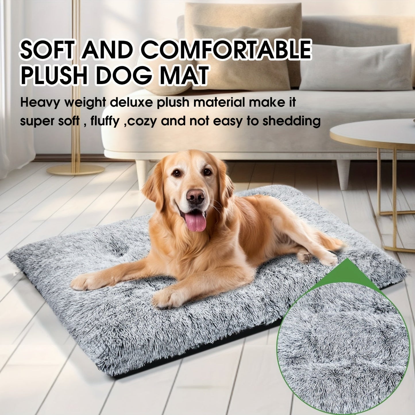 Ultra-Soft Plush Dog Bed - Washable, Anti-Slip, Orthopedic Support, Cozy Pet Mat Pad & Furniture for Large, Medium, Small Dogs and Cats - Easy Care, Durable, and Comfortable Sleeping Solution