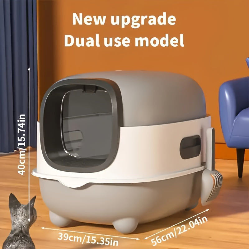 Fully Enclosed Smart Cat Litter Box, Cat Litter Box, Semi-Enclosed Open Splash-Proof Cat Potty, Extra Large Cat Litter Pan