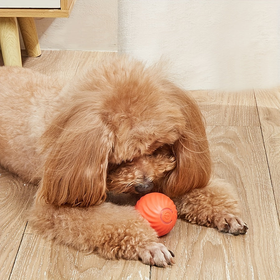 Interactive Self-Rolling Dog Toy - Durable Chew Ball with USB Rechargeable Battery, Striped Pattern for Small Breeds