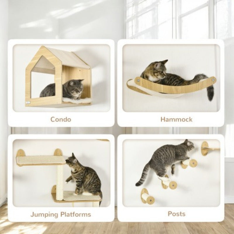 1pc Modern 10-Level Metal Cat Tree, Wall-Mounted Multi-Functional Playground with Hammocks, Sturdy Space-Saving Design, Easy Assembly, Ideal for Multiple Cats, Non-Waterproof Multipurpose Pet Furniture, Trunks