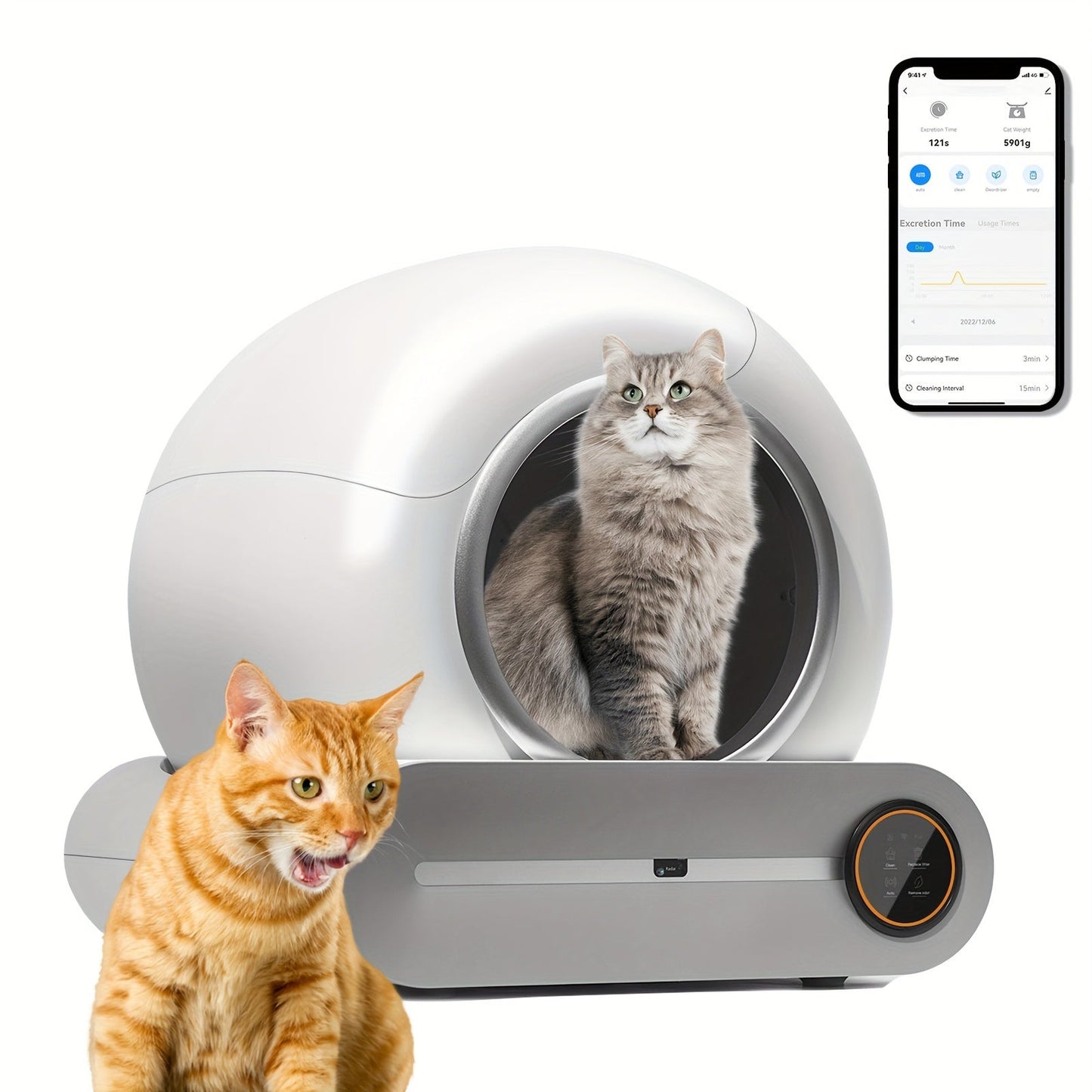 Automatic Cat Litter Box, Self-Cleaning Cat Litter Box, App Control Smart Automatic Litter Box For 1-3 Cats, Odor Removal Anti Pinch Kitty Litter Box