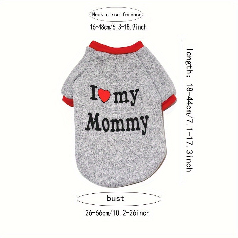 Toy And Small Dogs And Cats Sweater - "I Love My Mommy""I Love My Daddy", Soft Letter Print Pet Sweater