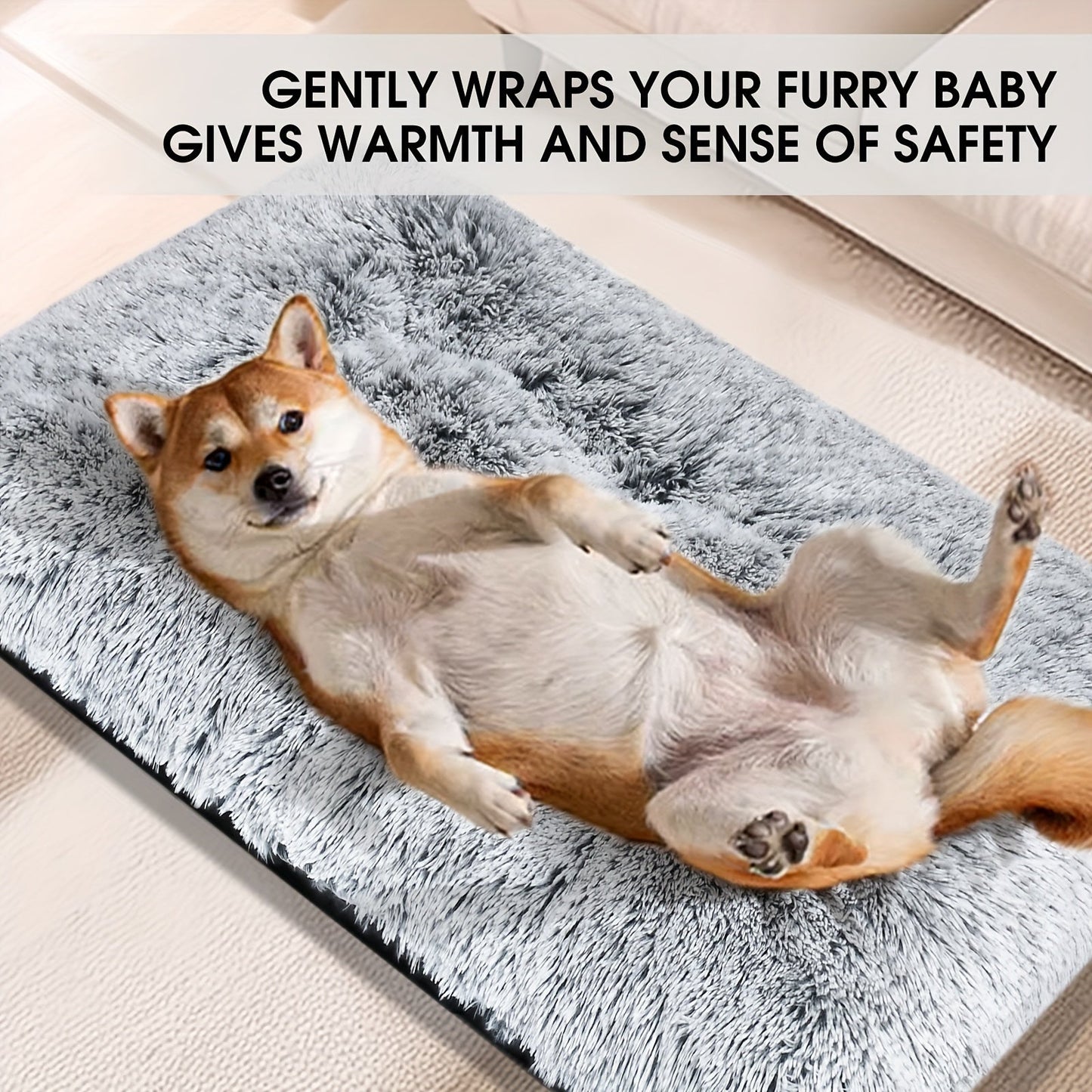 Ultra-Soft Plush Dog Bed - Washable, Anti-Slip, Orthopedic Support, Cozy Pet Mat Pad & Furniture for Large, Medium, Small Dogs and Cats - Easy Care, Durable, and Comfortable Sleeping Solution