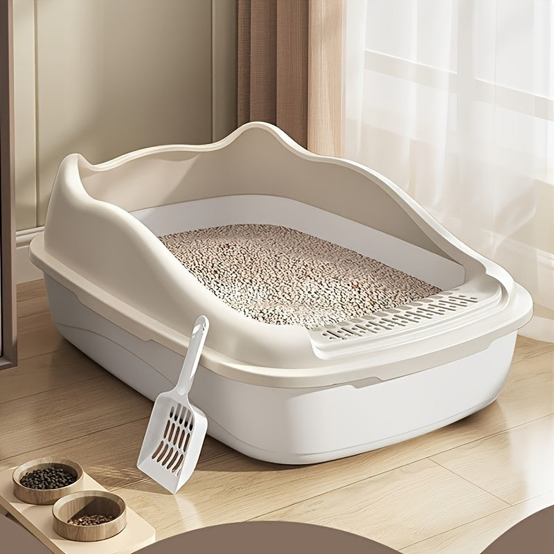 Extra Large Semi-Closed Cat Litter Box Open Type Splash-Proof Cat Toilet Thickened Pet Cleaning Supplies