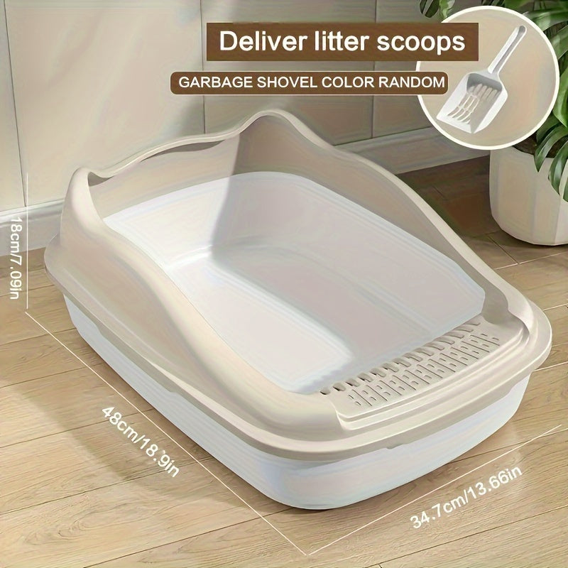 Extra Large Semi-Closed Cat Litter Box Open Type Splash-Proof Cat Toilet Thickened Pet Cleaning Supplies