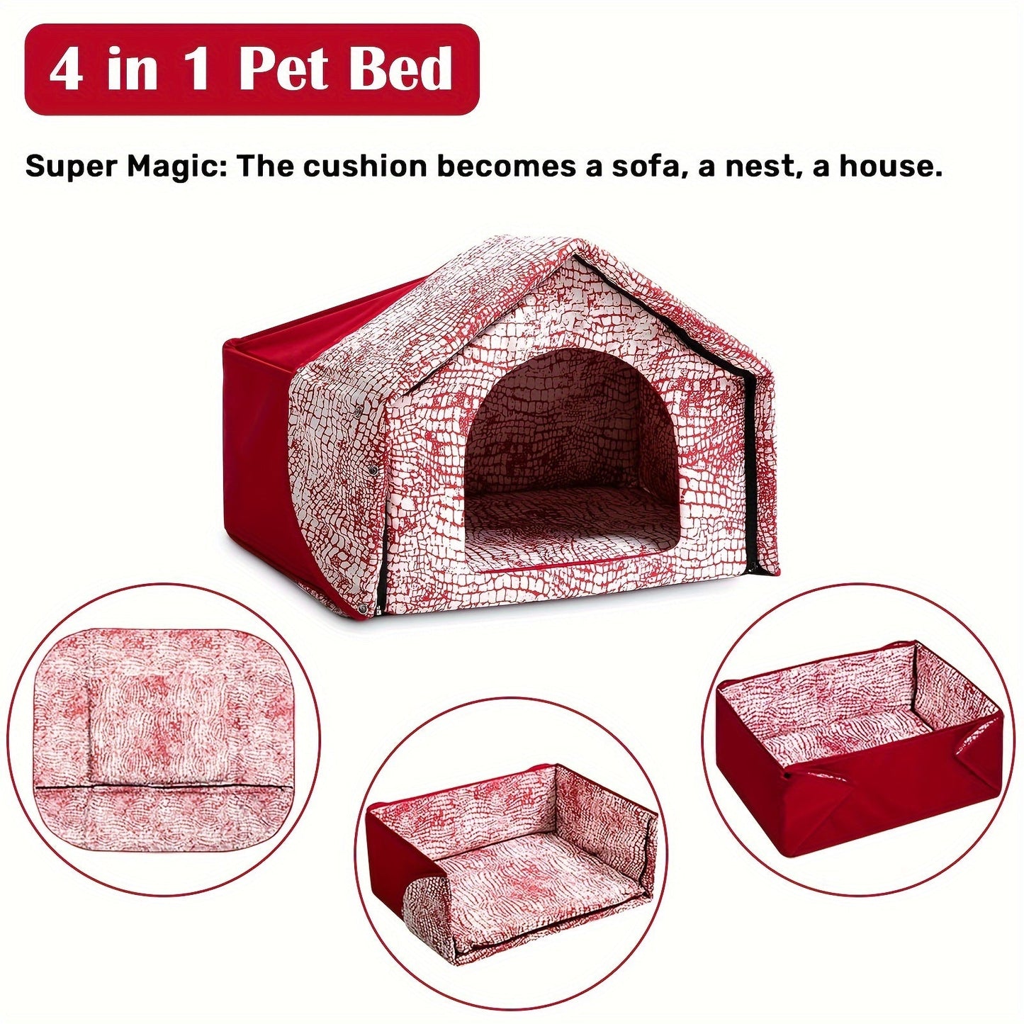 Large Pet Bed House, Warm Dog Sofa Nest, Durable Dog Sleeping Mat Pad For Small Medium Puppy, Indoor & Outdoor