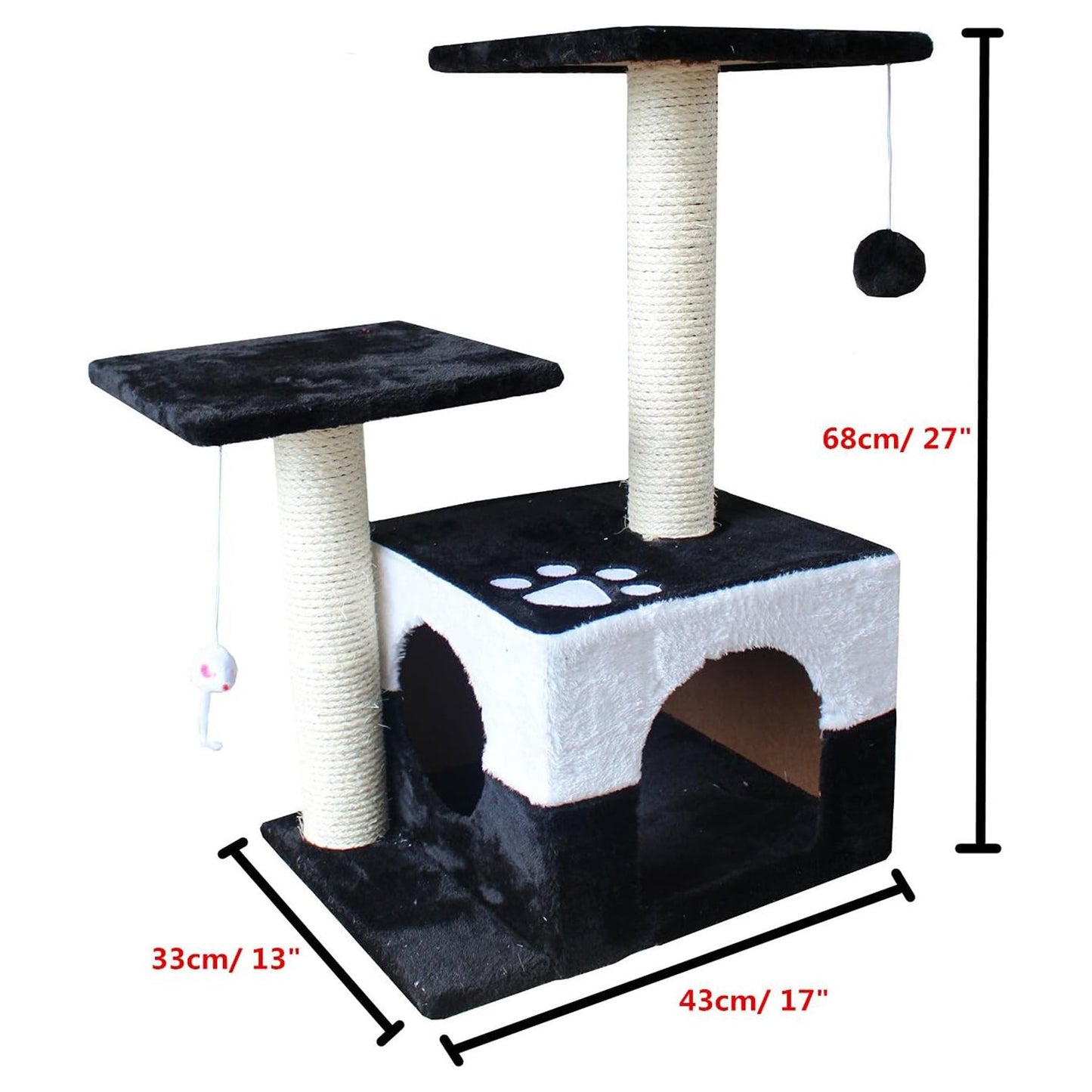 Cat Tree Condo, 27 inch Cat Tree with Cat Scratching Post and Pet House Cave