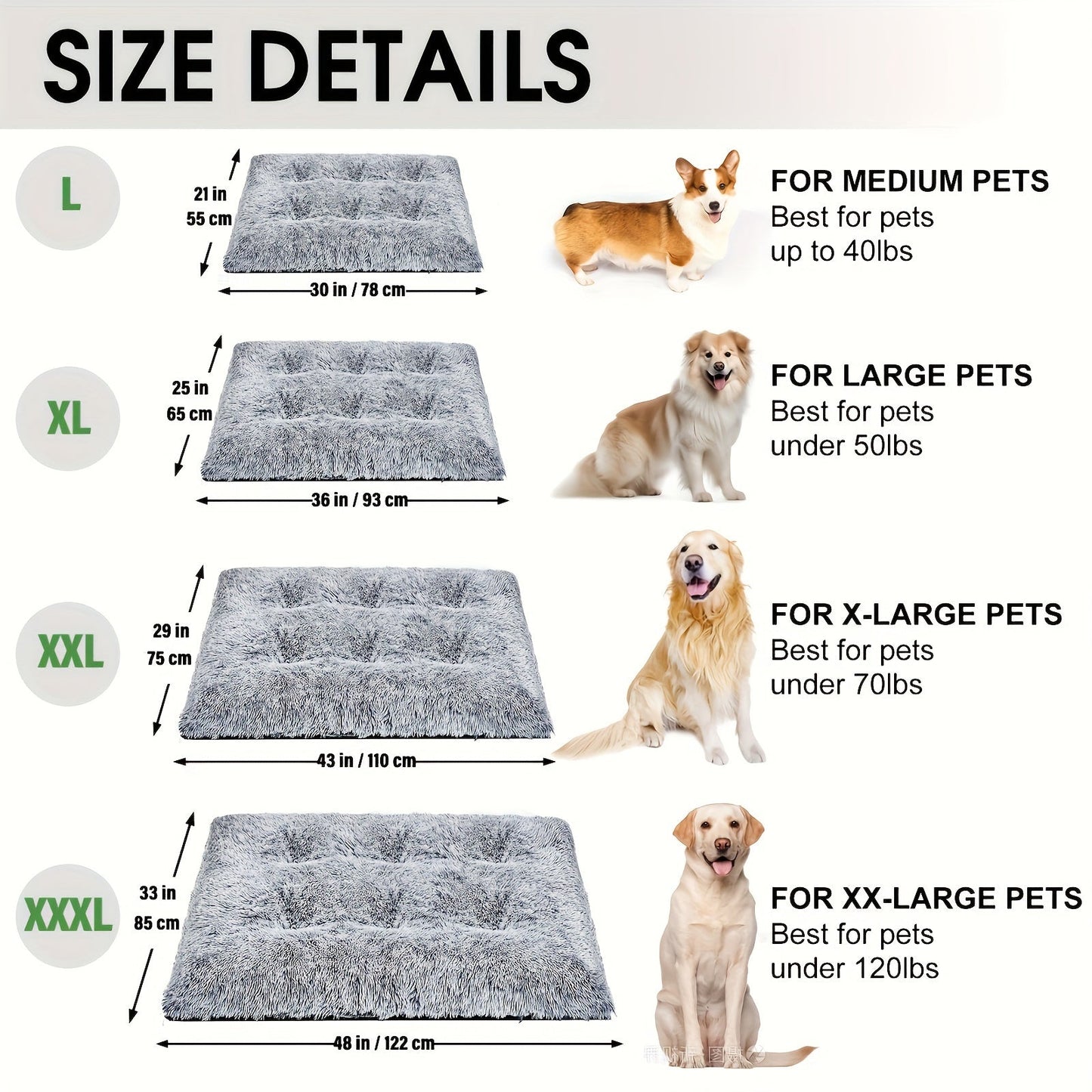 Ultra-Soft Plush Dog Bed - Washable, Anti-Slip, Orthopedic Support, Cozy Pet Mat Pad & Furniture for Large, Medium, Small Dogs and Cats - Easy Care, Durable, and Comfortable Sleeping Solution