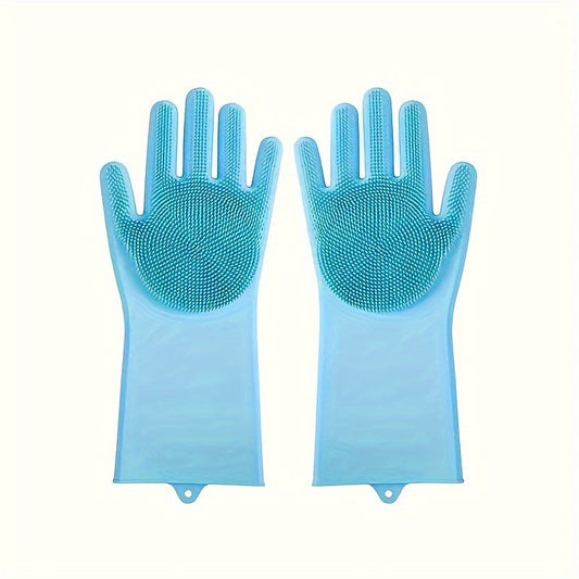 2 Pcs 2-in-1 Pet Dog Bath Gloves with Silicone Brush for Massage and Rubbing, Dog Bathing Supplies