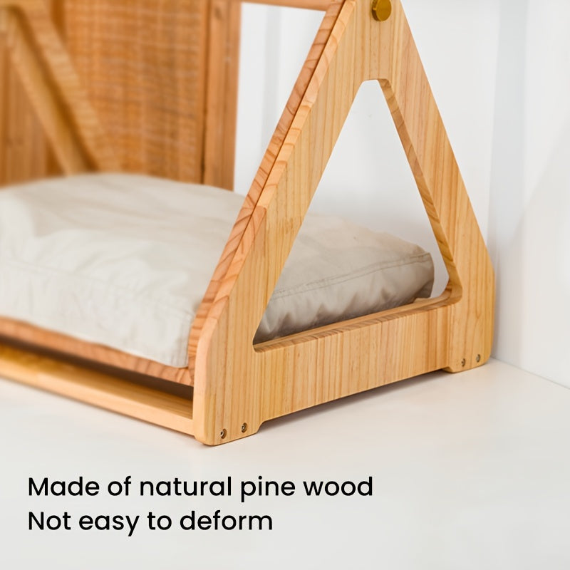 Wooden Log Cradle Bed For Cats And Dogs