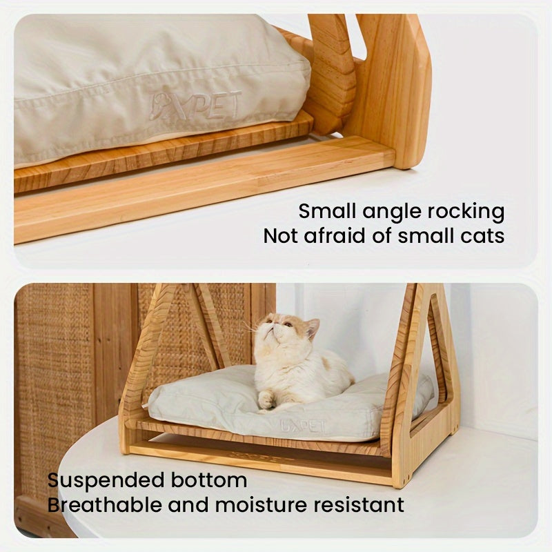 Wooden Log Cradle Bed For Cats And Dogs