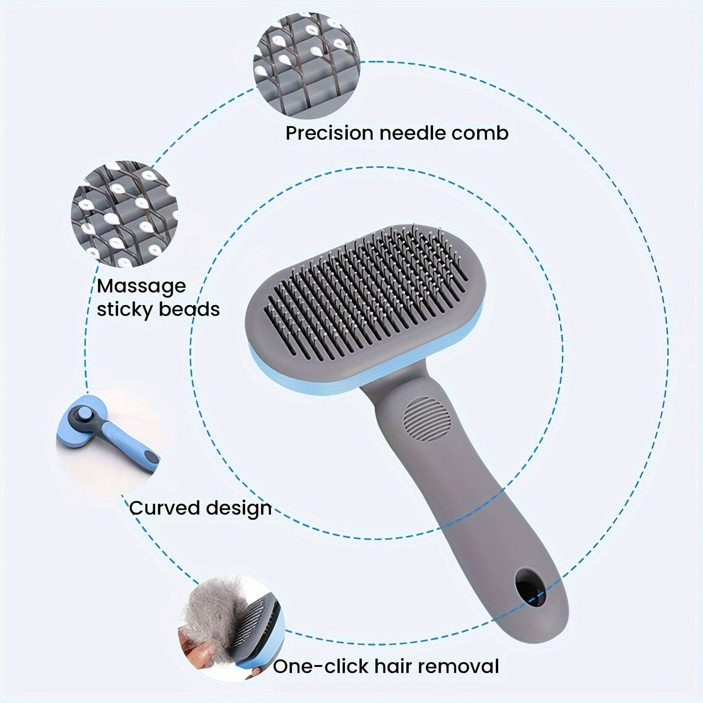 Cat And Dog One-click Hair Removal Brush, Pet Hair Removal Waterproof Grooming Brush, Comb For Long And Short Hair Pets, Cat And Dog Massage Dog Hair Removal Comb, Pet Comb