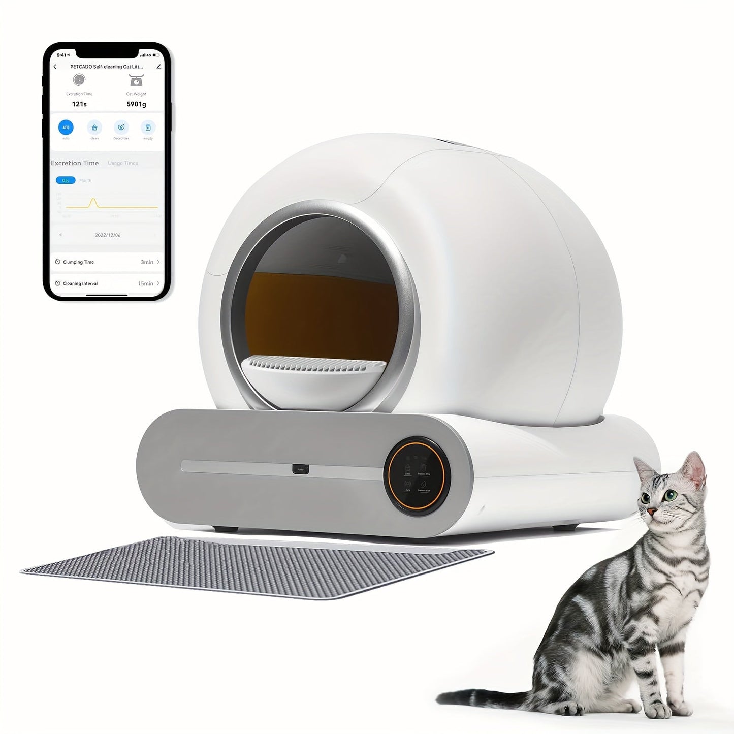 Automatic Cat Litter Box, Self-Cleaning Cat Litter Box, App Control Smart Automatic Litter Box For 1-3 Cats, Odor Removal Anti Pinch Kitty Litter Box