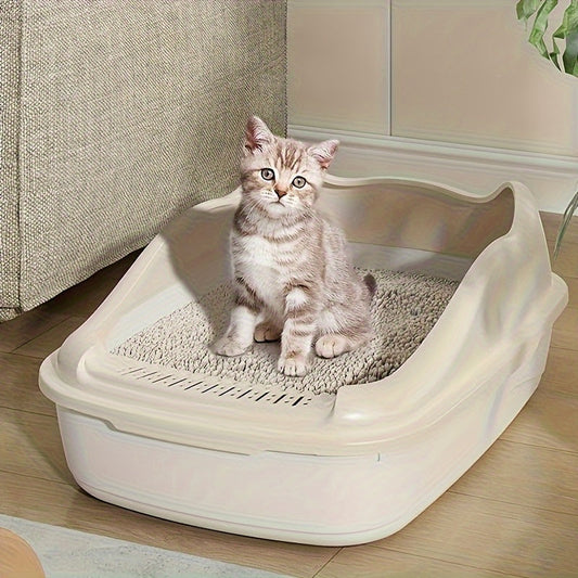 Extra Large Semi-Closed Cat Litter Box Open Type Splash-Proof Cat Toilet Thickened Pet Cleaning Supplies