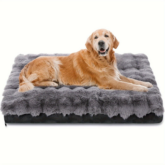 Extra Large Orthopedic Dog Bed, Soft Plush Faux Fur Fluffy Dog Mat with Removable Washable Cover & Anti-Slip Bottom Machine Washable