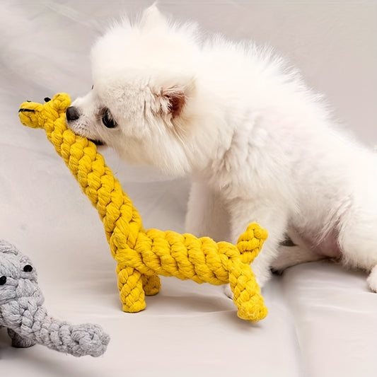 1pc Giraffe Shaped Rope Dog Chew Toy, Bite Resistant Dog Teeth Grinding Toy Dog Teaser Toy For Boredom Relief