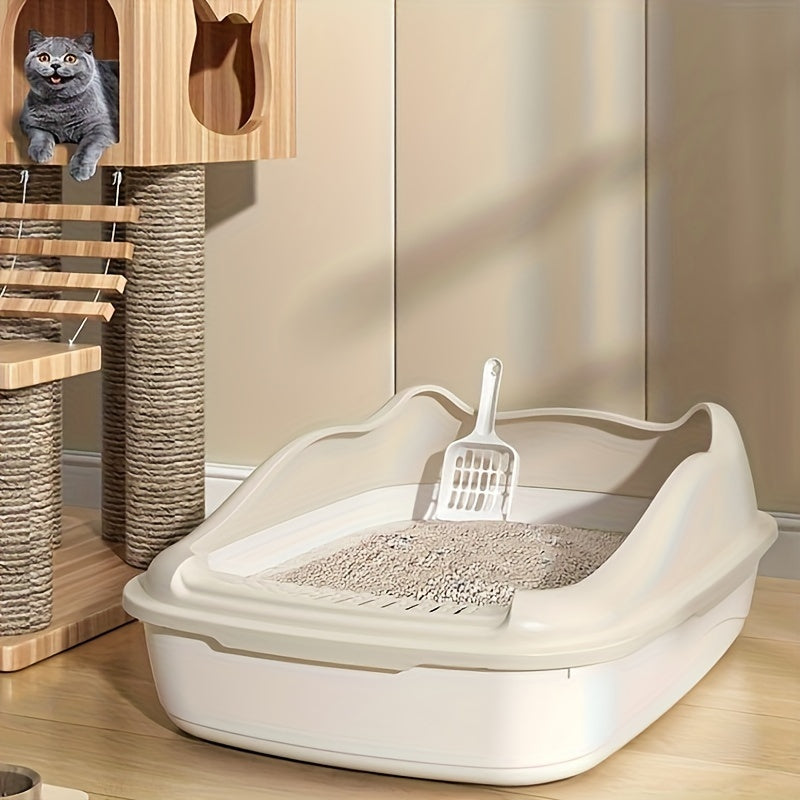 Extra Large Semi-Closed Cat Litter Box Open Type Splash-Proof Cat Toilet Thickened Pet Cleaning Supplies