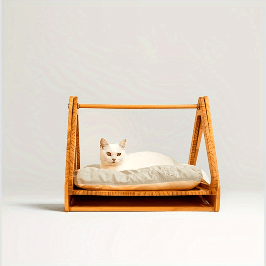 Wooden Log Cradle Bed For Cats And Dogs