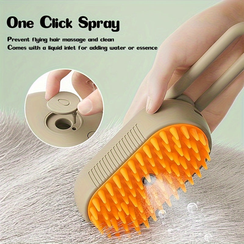 1pc Pet Grooming Brush, Cat Steam Comb With Spray, With 84 Soft Massage Teeth, Plastic Pet Hair Remover For Cats, USB Charging, Portable Fur Detangling Tool